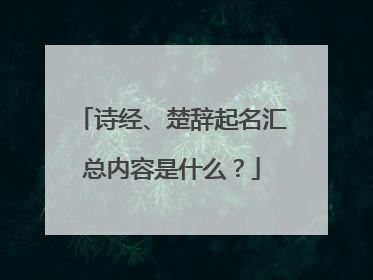 诗经、楚辞起名汇总内容是什么？