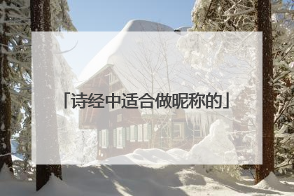 诗经中适合做昵称的