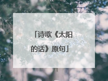 诗歌《太阳的话》原句