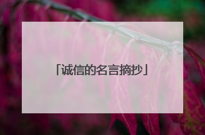 诚信的名言摘抄