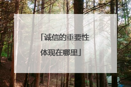 诚信的重要性体现在哪里