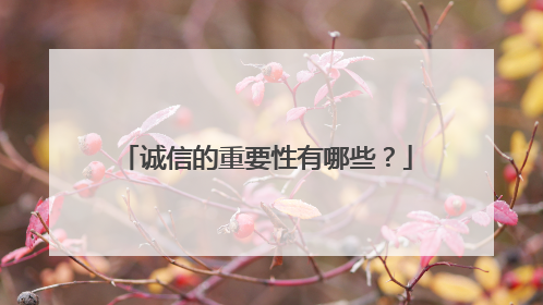 诚信的重要性有哪些？