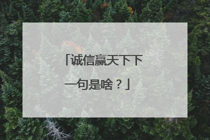 诚信赢天下下一句是啥?