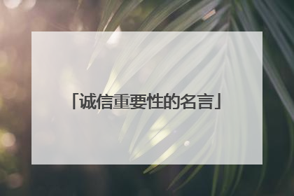 诚信重要性的名言