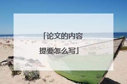 论文的内容提要怎么写