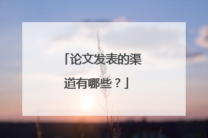 论文发表的渠道有哪些?
