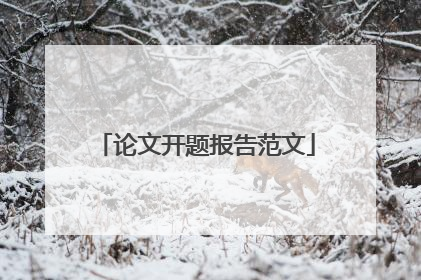 论文开题报告范文