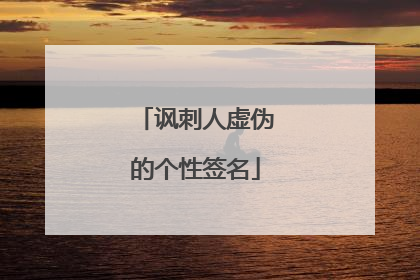 讽刺人虚伪的个性签名