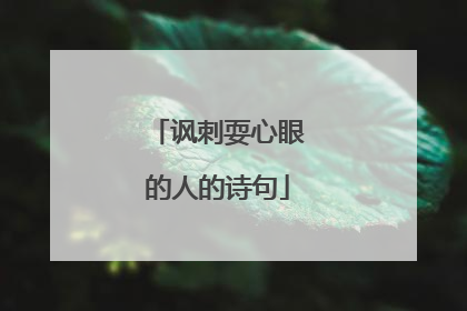 讽刺耍心眼的人的诗句