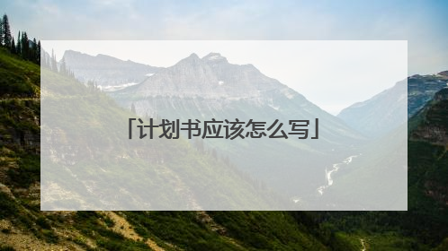 计划书应该怎么写