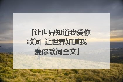让世界知道我爱你歌词 让世界知道我爱你歌词全文