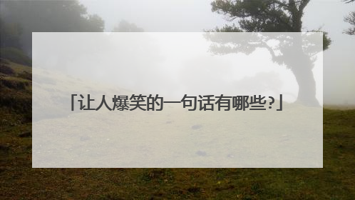 让人爆笑的一句话有哪些?