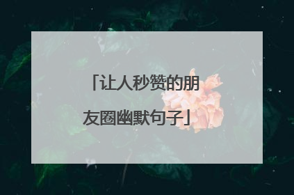 让人秒赞的朋友圈幽默句子