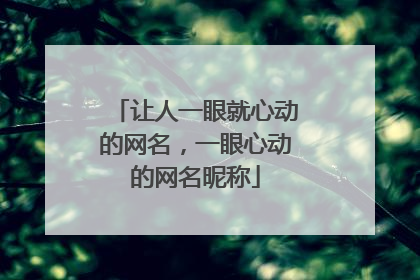 让人一眼就心动的网名,一眼心动的网名昵称