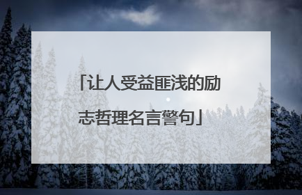 让人受益匪浅的励志哲理名言警句