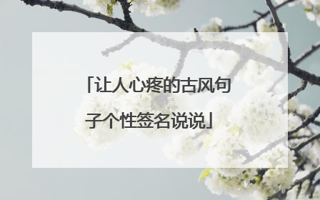 让人心疼的古风句子个性签名说说