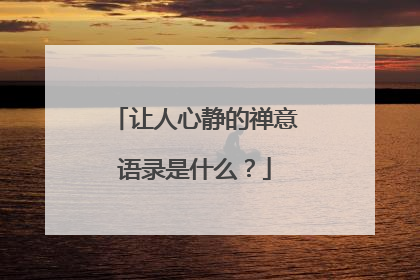 让人心静的禅意语录是什么？