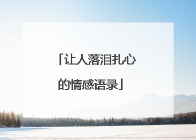让人落泪扎心的情感语录