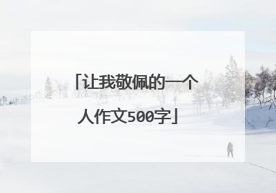 让我敬佩的一个人作文500字