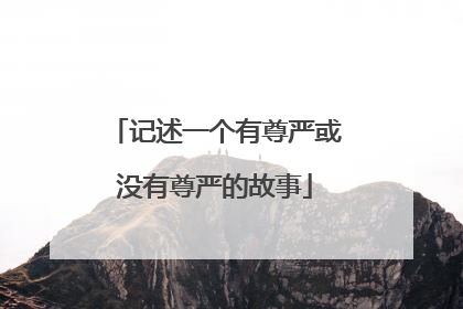 记述一个有尊严或没有尊严的故事