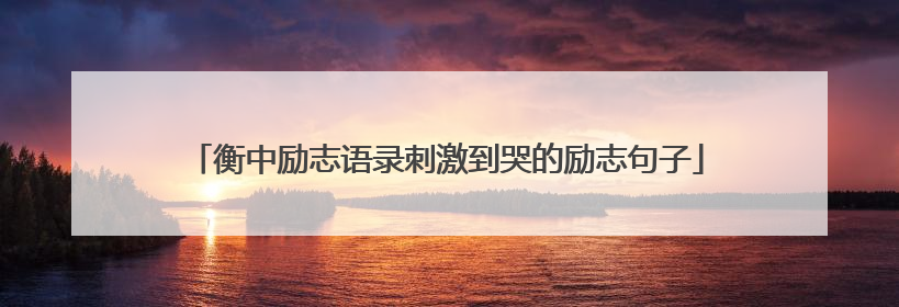 衡中励志语录刺激到哭的励志句子