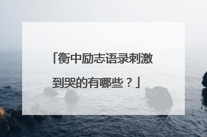 衡中励志语录刺激到哭的有哪些？
