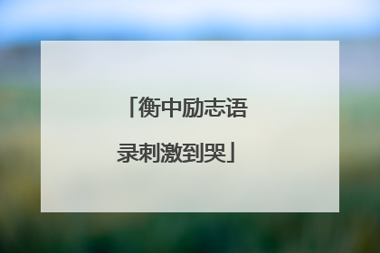 衡中励志语录刺激到哭