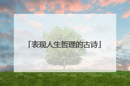 表现人生哲理的古诗