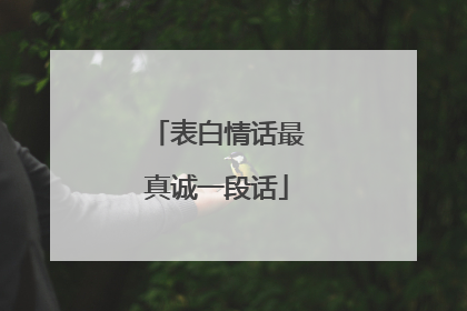 表白情话最真诚一段话