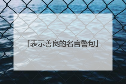 表示善良的名言警句