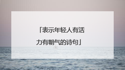 表示年轻人有活力有朝气的诗句
