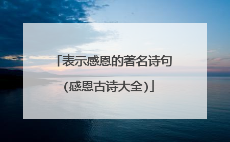 表示感恩的著名诗句(感恩古诗大全)