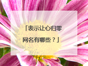 表示让心归零网名有哪些?