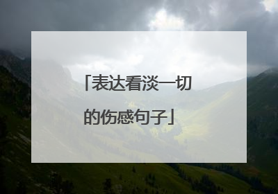 表达看淡一切的伤感句子