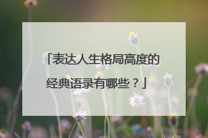 表达人生格局高度的经典语录有哪些?