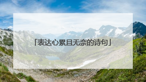 表达心累且无奈的诗句