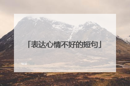 表达心情不好的短句