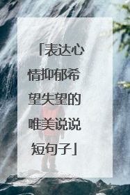 表达心情抑郁希望失望的唯美说说短句子