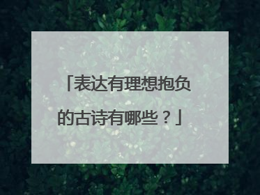 表达有理想抱负的古诗有哪些?