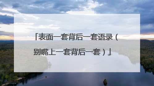 表面一套背后一套语录(别嘴上一套背后一套)