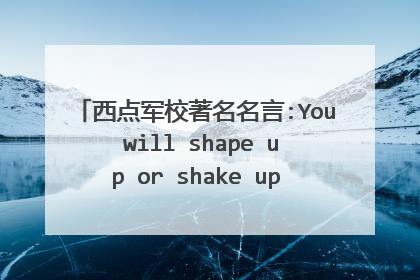 西点军校著名名言:You will shape up or shake up,是什么意思?求大神详