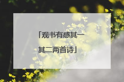 观书有感其一其二两首诗