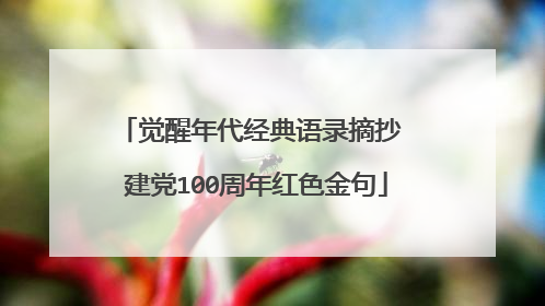 觉醒年代经典语录摘抄 建党100周年红色金句