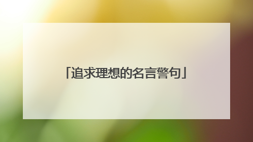 追求理想的名言警句