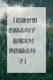 追逐梦想的励志句子 很现实经典的励志句子