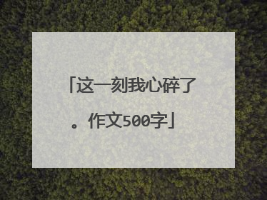 这一刻我心碎了。作文500字