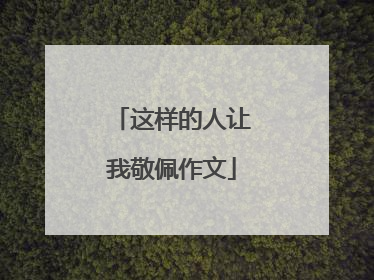 这样的人让我敬佩作文