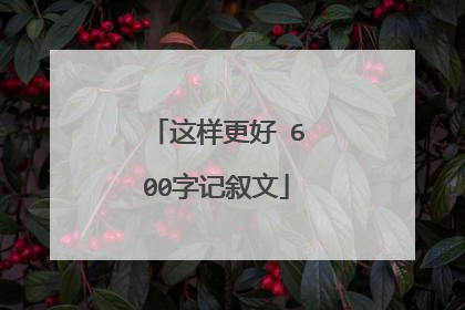 这样更好 600字记叙文