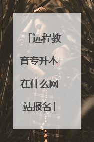 远程教育专升本在什么网站报名