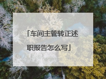 车间主管转正述职报告怎么写